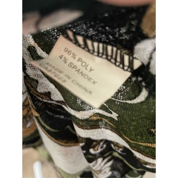 Creation Womens Plus 3X Open Front Cardigan Tan Green Floral Print Flowy NWT - Picture 6 of 6